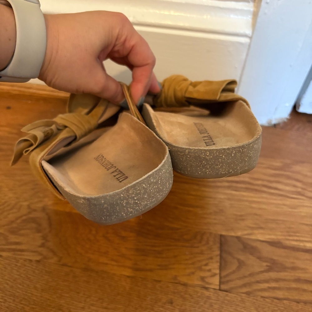 Ulla Johnson Ingrid Bow Slide Sandal in Mustard Suede - 7 - Picture 9 of 10